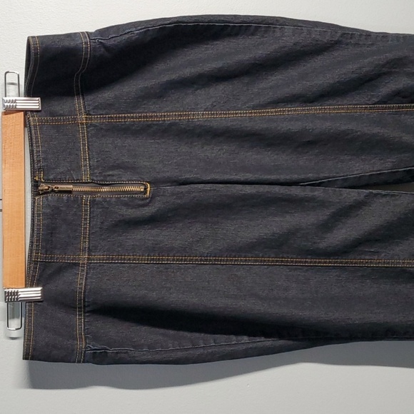 Bisou Bisou Michele Bohbot Jeans womens sz 12 black zipper front no buttons wide - Picture 4 of 11